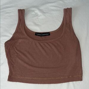 NWOT Naked Wardrobe Brown Fitted Crop Tank Top